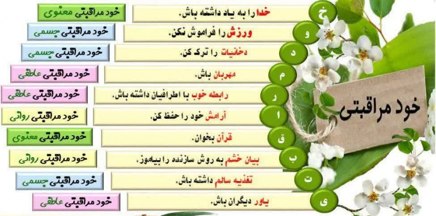 ماه خود مراقبتی( ۴ تیر لغایت ۳مرداد )