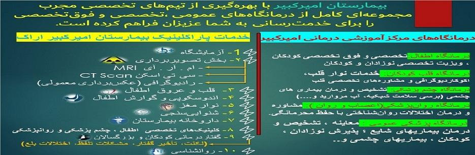 خدمات مرکز آموزشی درمانی امیرکبیر در یک نگاه
