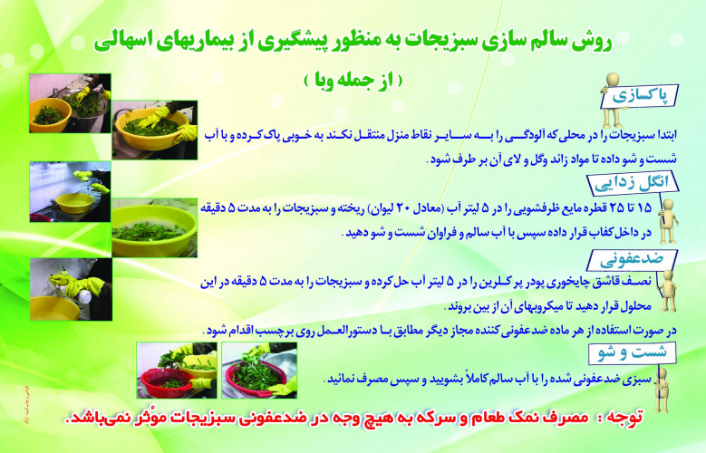 روش های سالم سازی سبزیجات به منظور پیشگیری از بیماری های اسهالی