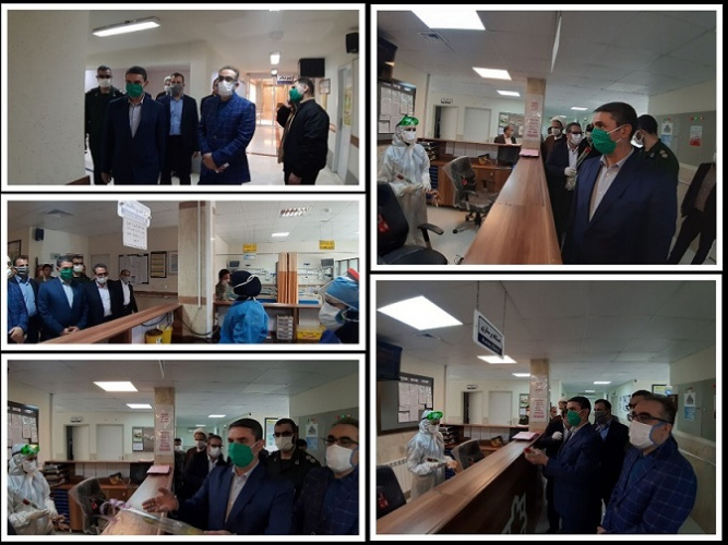 بازدید جناب آقای مهندس آقازاده از روند رسیدگی به بیماران کووید ۱۹ بستری در بیمارستان فرهنگ خسروانی شهرستان فراهان