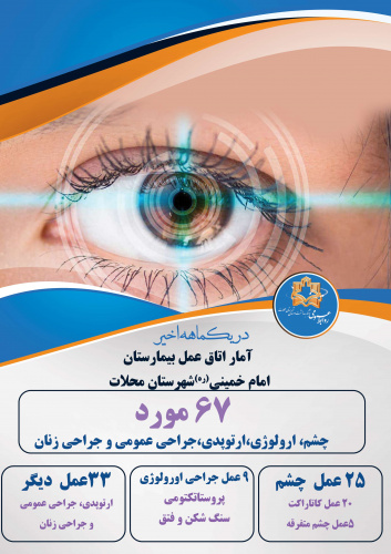 آمار اتاق عمل بیمارستان امام خمینی(ره)شهرستان محلات در یک ماهه اخیر