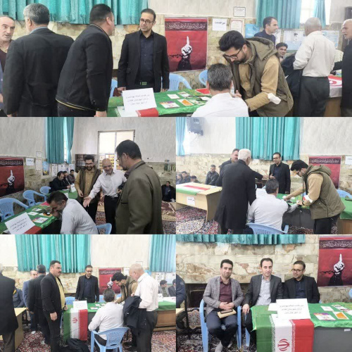 برپایی میز خدمت شبکه بهداشت و درمان خنداب در نماز جمعه شهر جاورسیان به مناسبت دهه مبارک فجر