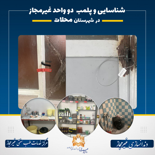 شناسایی و پلمب  دو واحد غیرمجاز در محلات