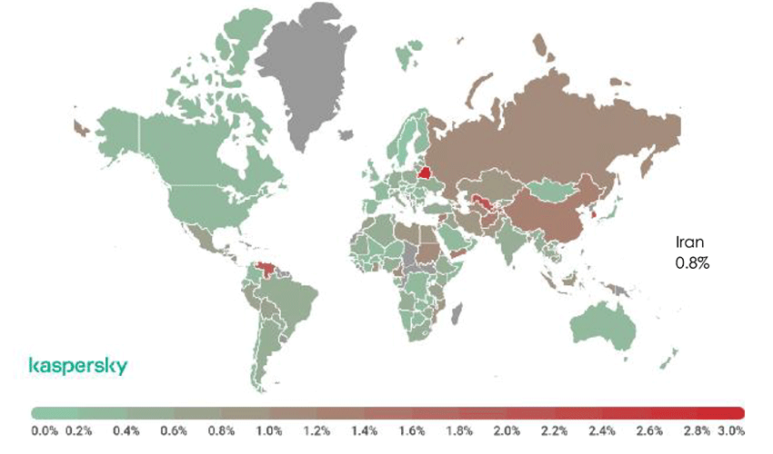 آمار حملات بدافزاری به کشورهای مختلف با توجه به تجزیه و تحلیل نتایج آلودگی فایلهای متنی، مدیا(عکس ،فیلم ،موسیقی) و اسکن های  Removable Drive ها