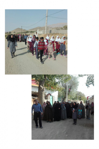 برگزاری مراسم پیاده روی و اجرای مراسم صبحانه سالم در روستای وسمق شهرستان تفرش