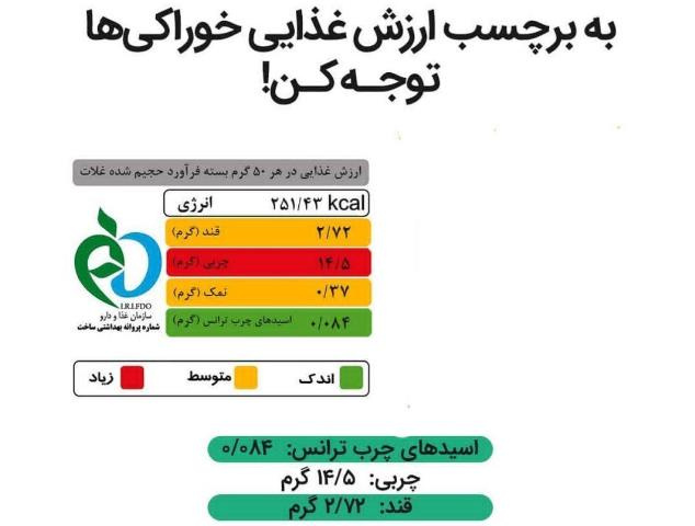 به برچسب نشانگر رنگی تغذیه ای توجه کن!