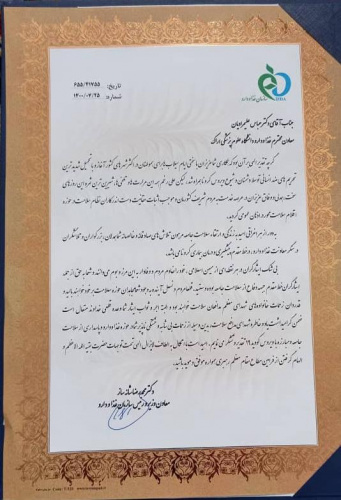 قدردانی معاون وزیر بهداشت، درمان و آموزش پزشکی و رئیس سازمان غذا و دارو از معاون غذا و دارو  اراک