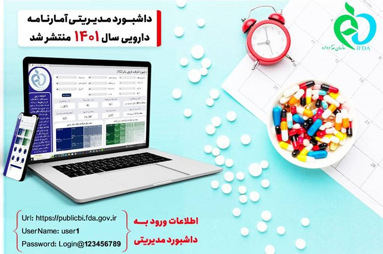 داشبورد مدیریتی آمارنامه دارویی سال ۱۴۰۱ منتشر شد